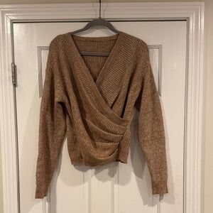 Cozy Brown Wrap Sweater